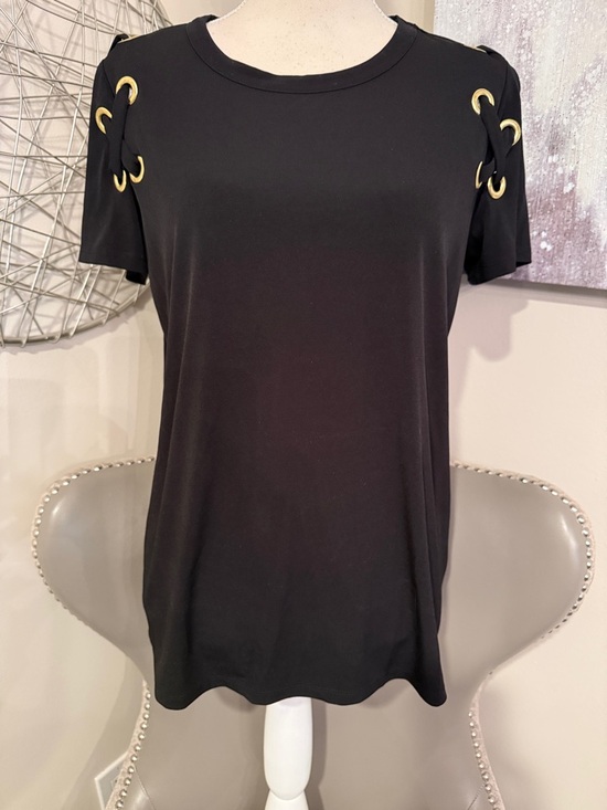 Michael Kors Tops - Michael Kors Black Grommet Detail Short Sleeve Top size Large